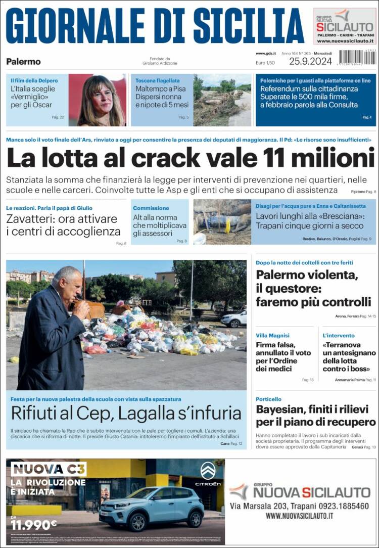 Portada de Giornale di Sicilia (Italia)