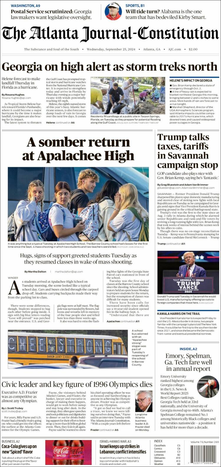 Portada de The Atlanta Journal-Constitution (USA)