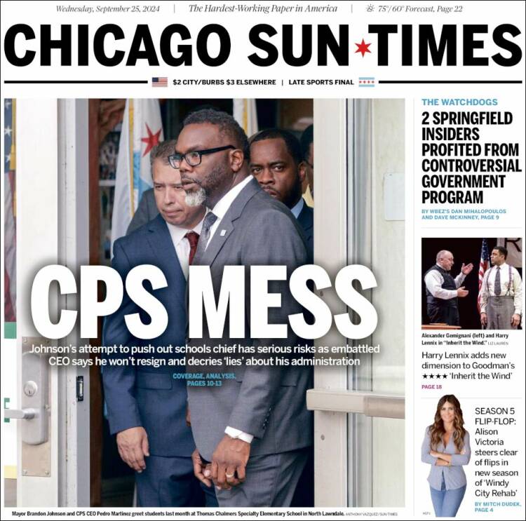 Portada de Chicago Sun-Times (USA)