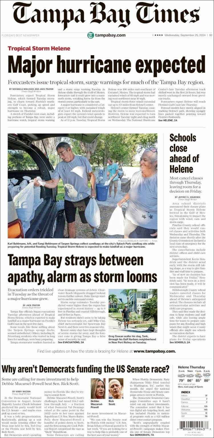 Portada de Tampa Bay Times (USA)