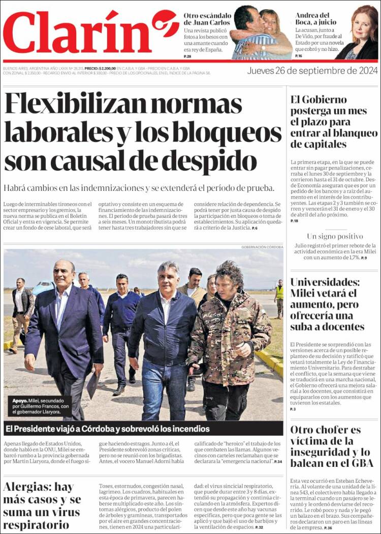Portada de Clarín (Argentina)