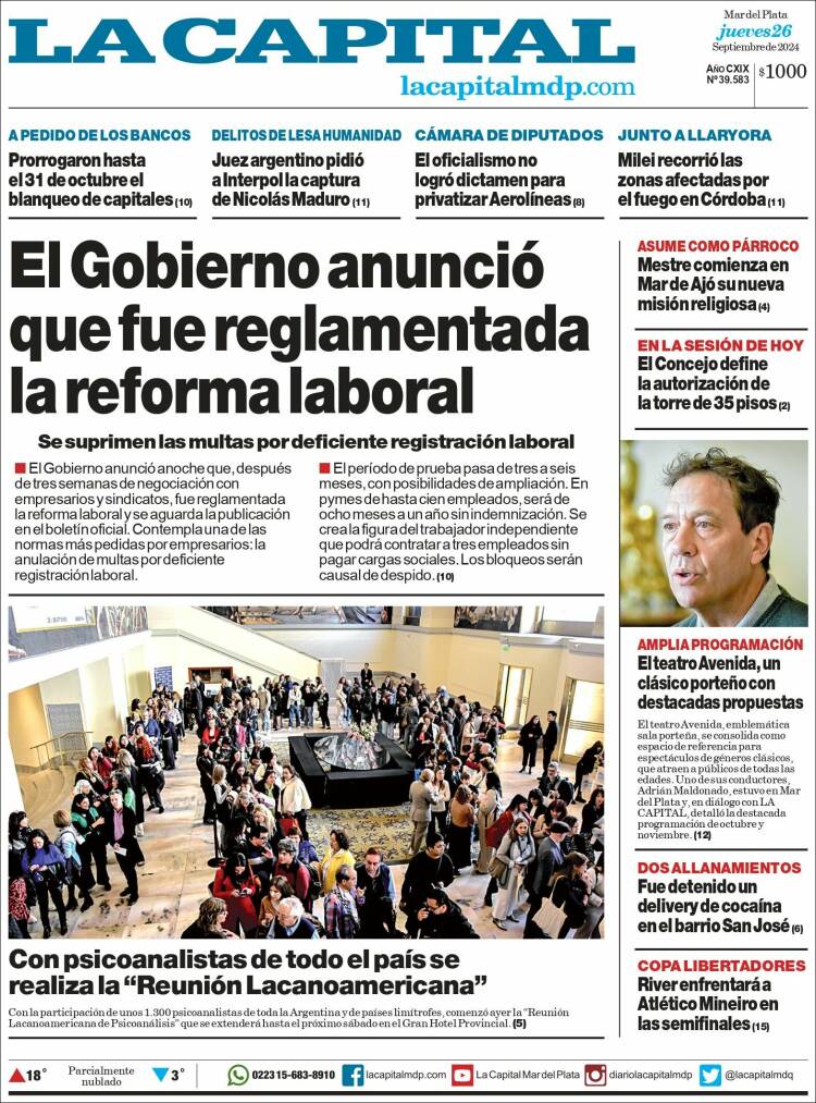 Portada de Diario La Capital - Mar del Plata (Argentina)