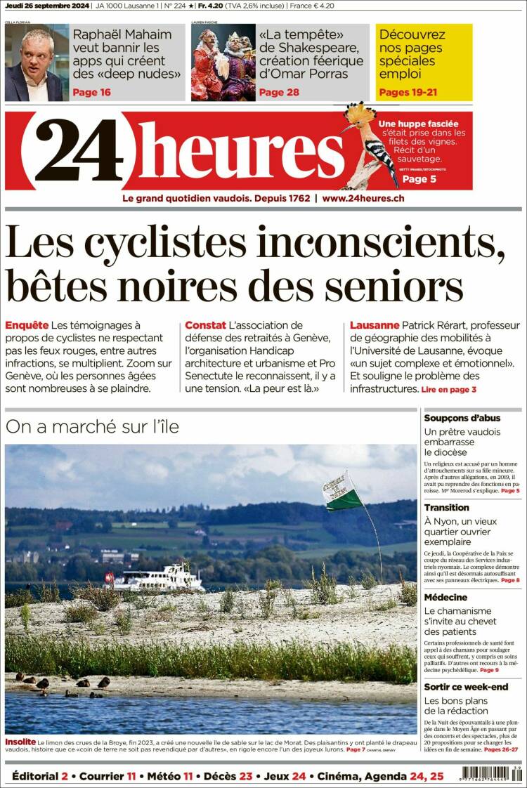 Portada de 24 Heures (Suiza)