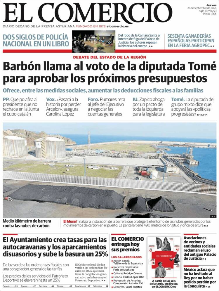 Portada de El Comercio - Gijón (España)