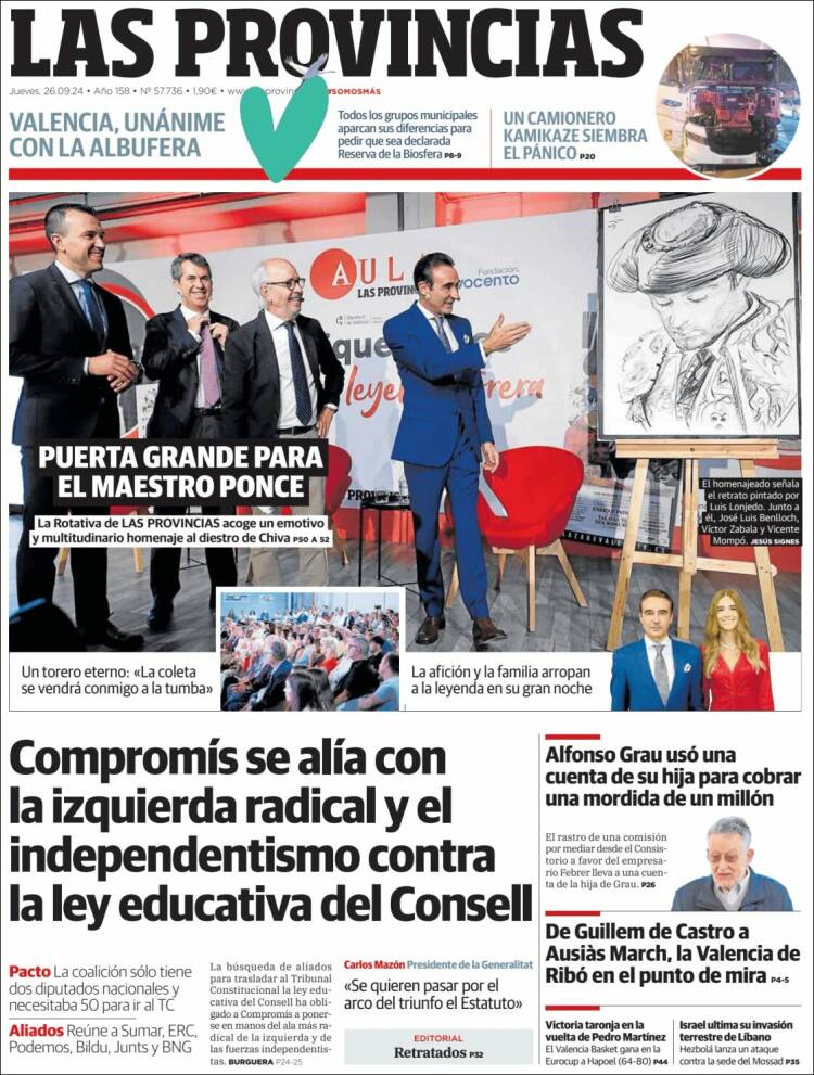 Portada de Las Provincias (España)
