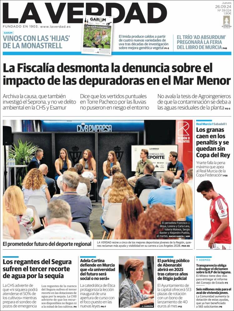 Portada de La Verdad de Murcia (Espagne)