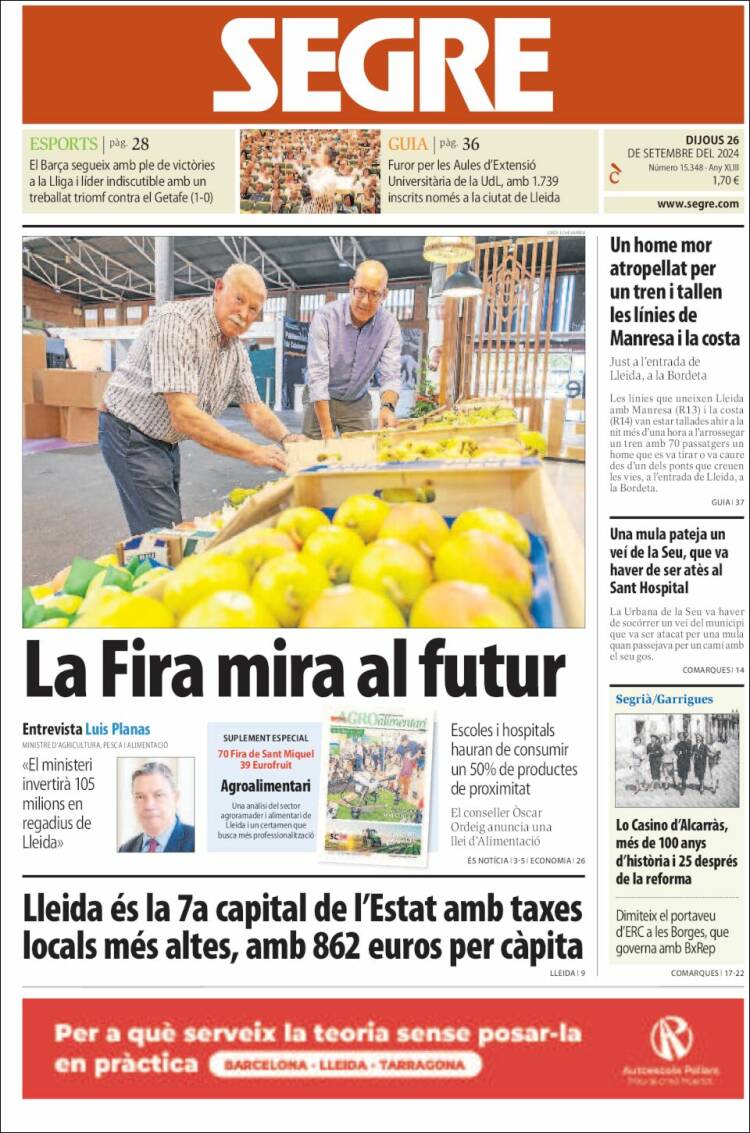 Portada de Segre (España)