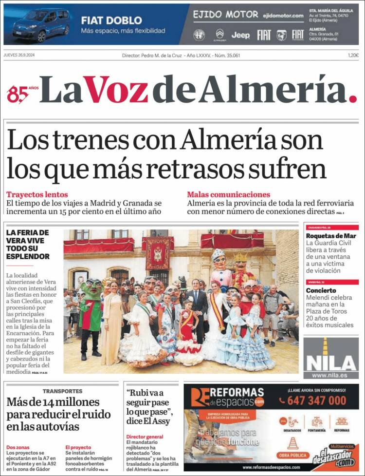 Portada de La Voz de Almería (España)