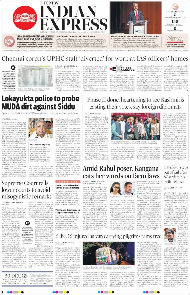 Portada de New Indian Express (India)