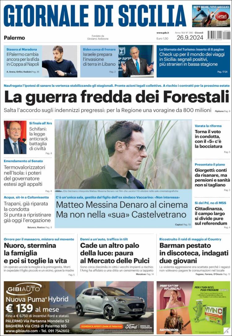 Portada de Giornale di Sicilia (Italia)
