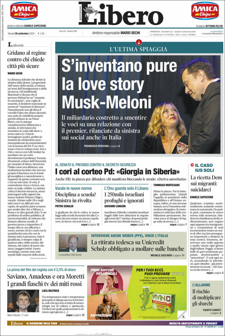 Portada de Libero (Italia)