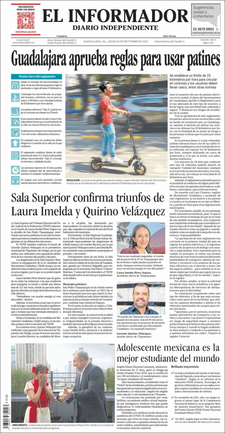 Portada de El Informador (M&eacute;xico)