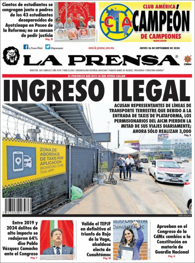 Portada de La Prensa (M&eacute;xico)