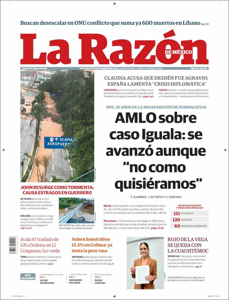 Portada de La Razón (M&eacute;xico)
