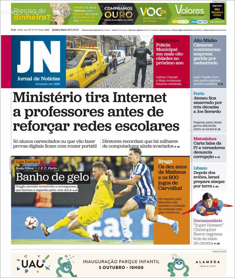 Portada de Jornal de Notícias (Portugal)