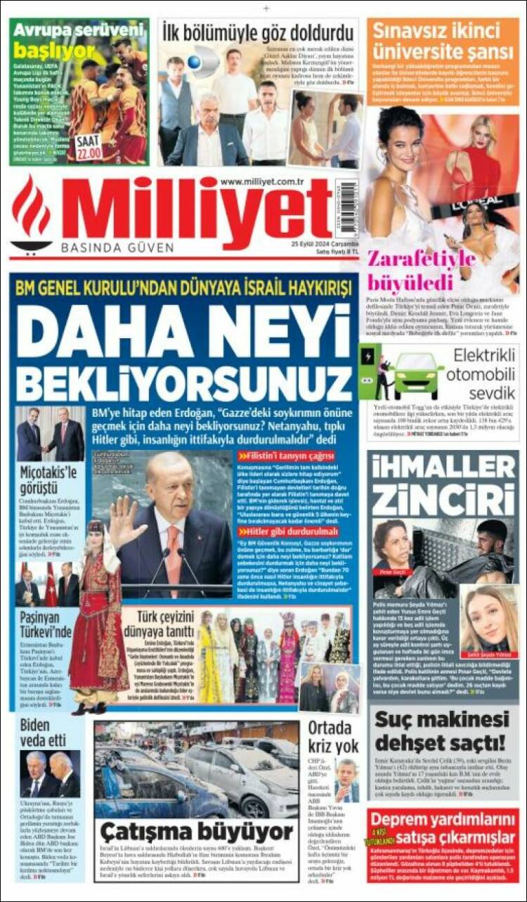 Portada de Milliyet (Turqu&iacute;a)