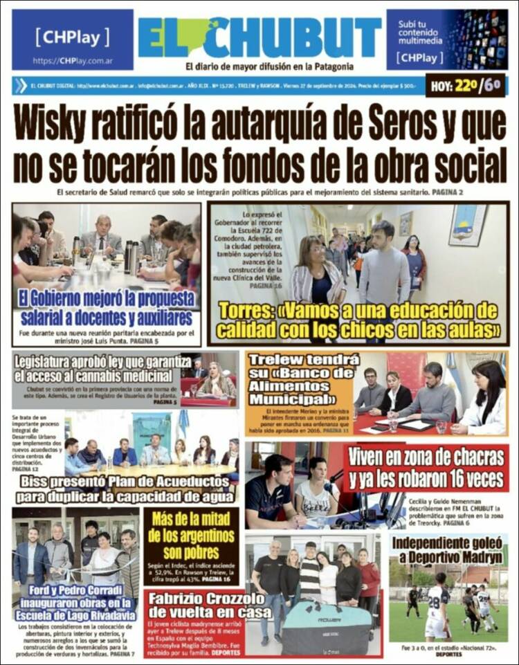 Portada de El Chubut (Argentina)