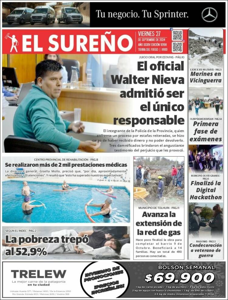 Portada de Diario El Sureño (Argentina)