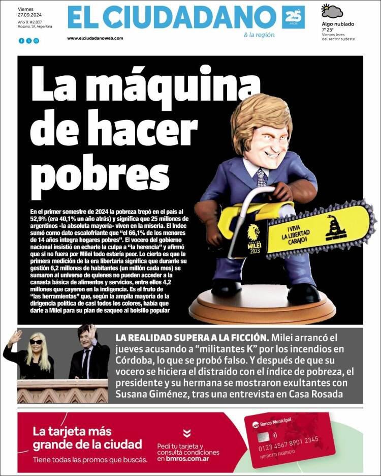 Portada de Diario El Ciudadano (Argentina)