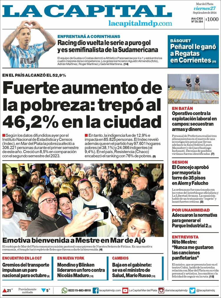 Portada de Diario La Capital - Mar del Plata (Argentina)