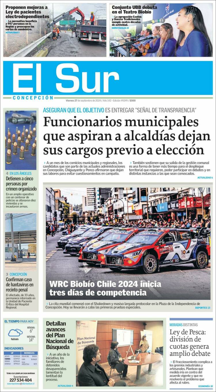 Portada de El Sur (Chile)