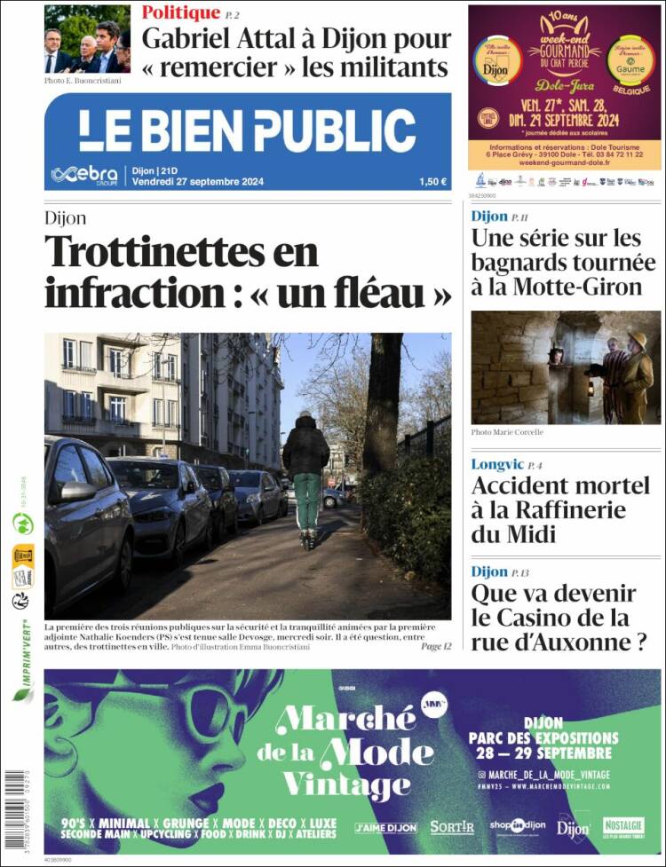 Portada de Le Bien Public (Francia)