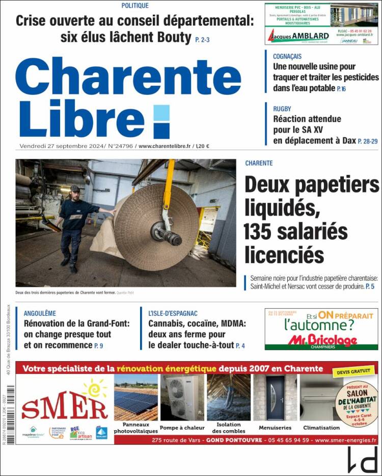 Portada de Charente Libre (Francia)