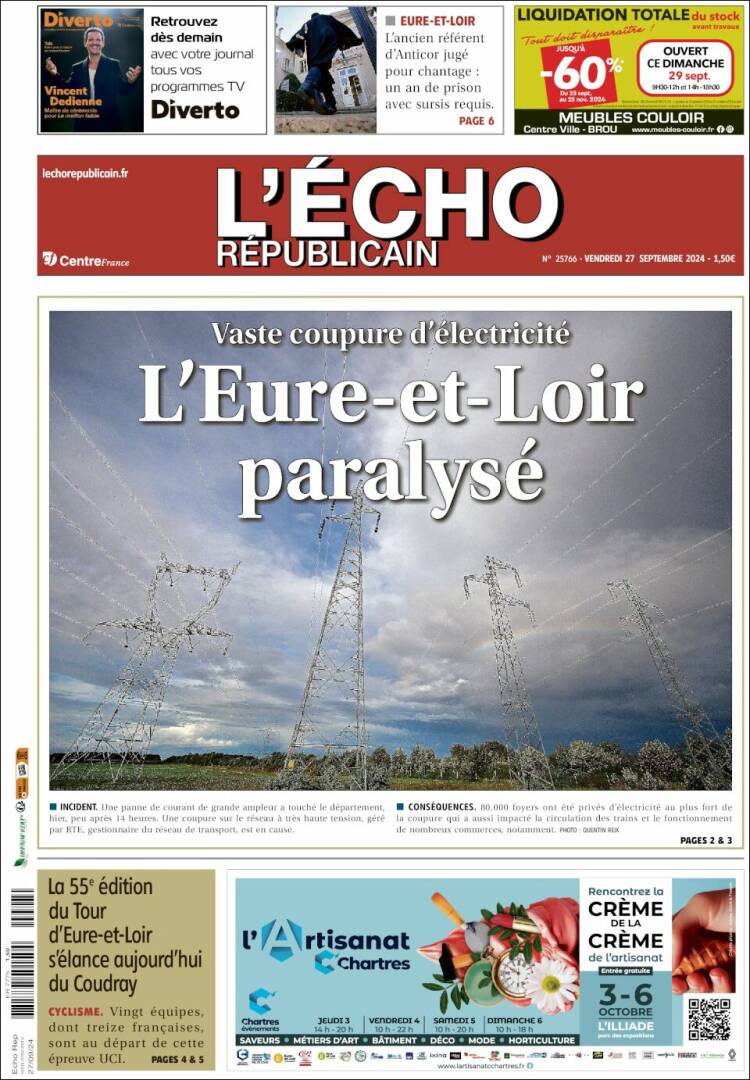 Portada de L'Echo Républicain (Francia)