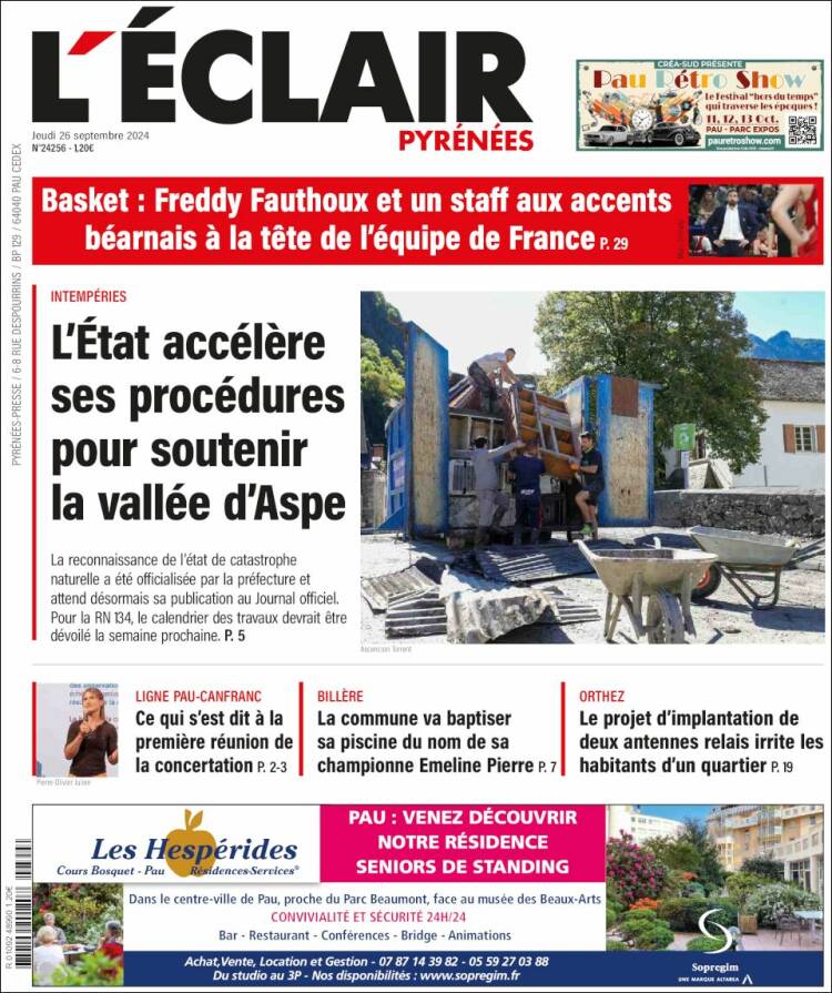 Portada de L'Eclair des Pyrénées (Francia)