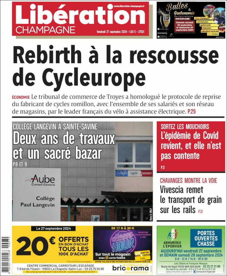 Portada de Libération Champagne (Francia)