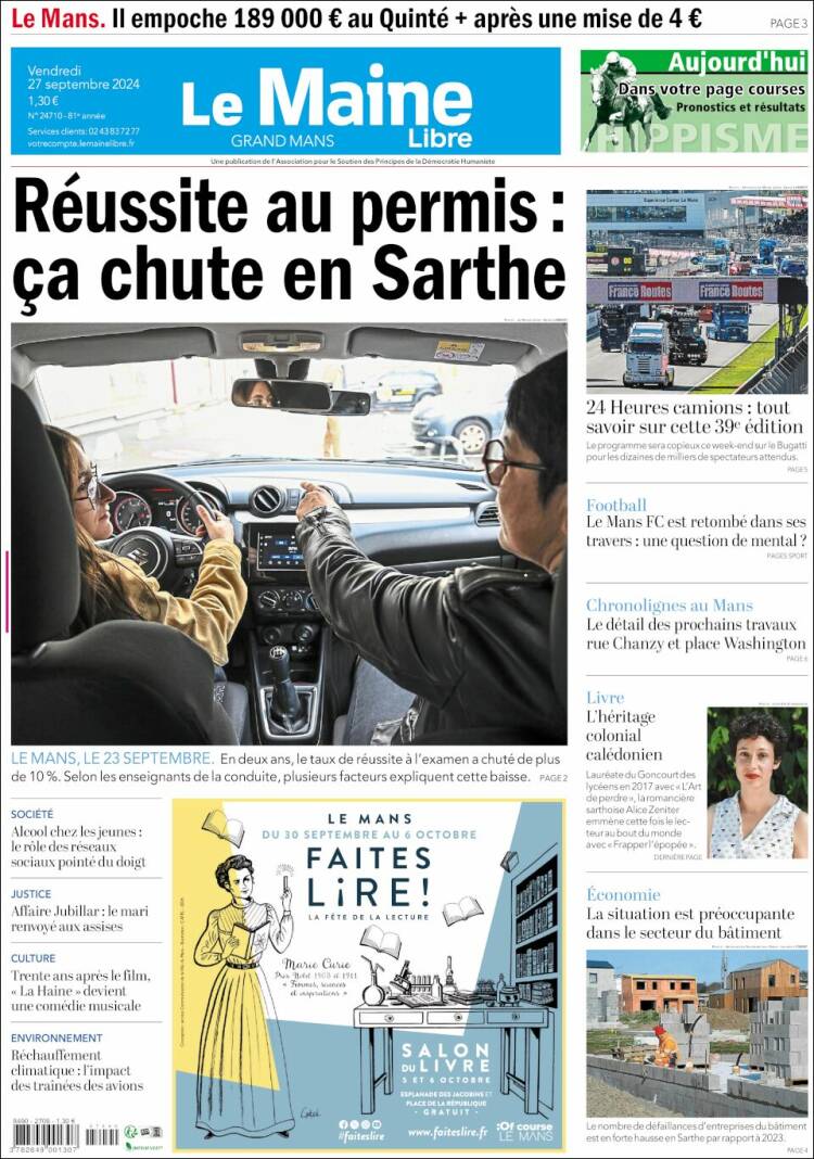 Portada de Le Maine Libre (Francia)