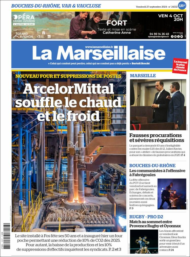 Portada de La Marseillaise (Francia)