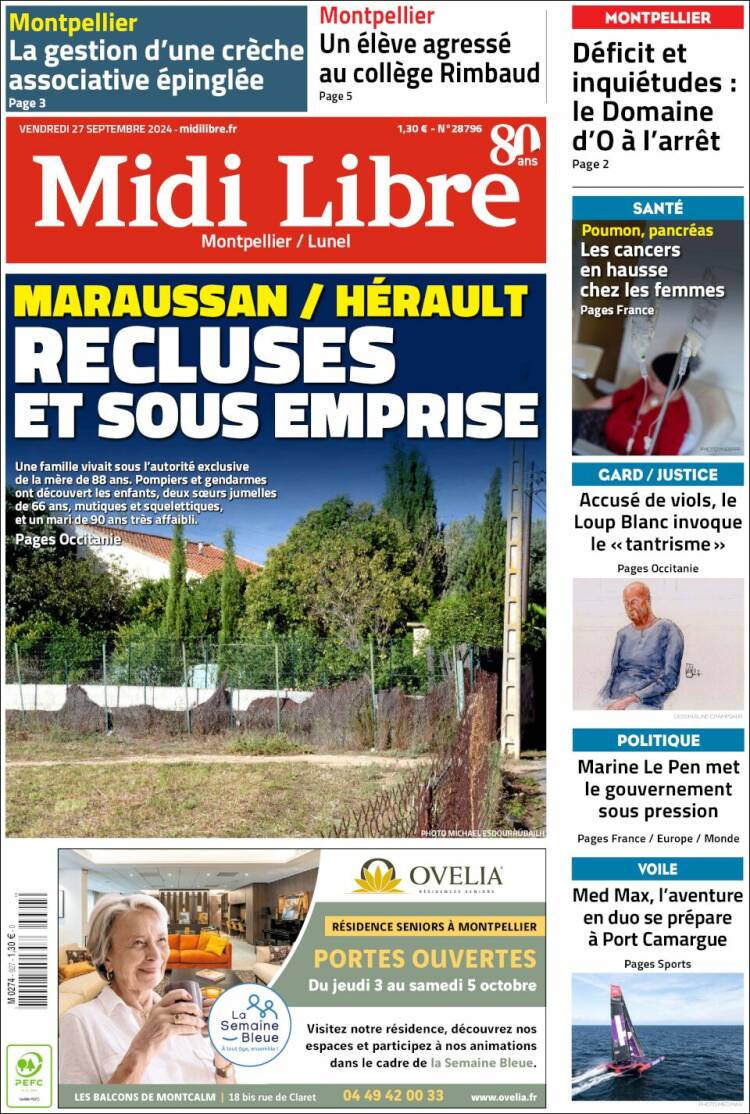 Portada de Midi Libre (Francia)
