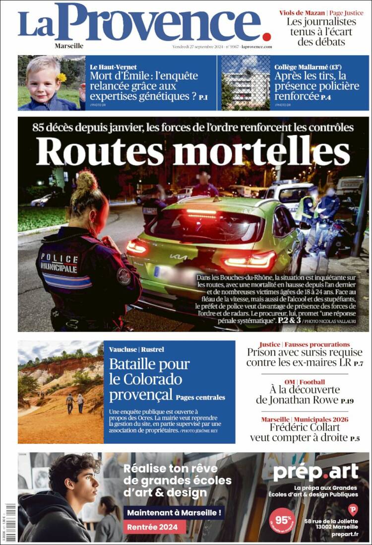 Portada de La Provence (Francia)
