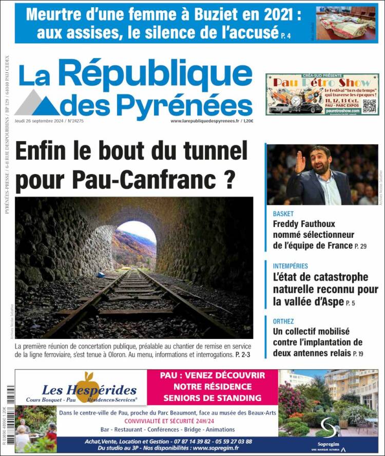 Portada de La République des Pyrénées (Francia)