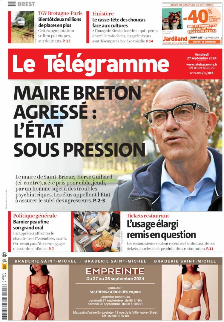 Portada de Télégramme (Francia)