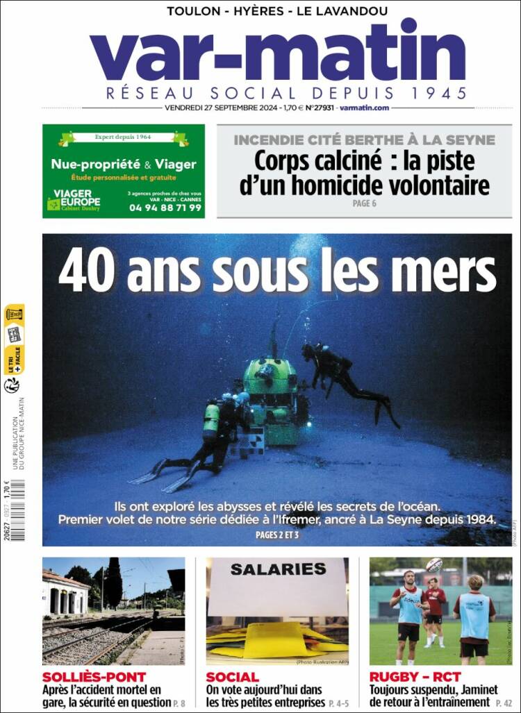 Portada de Var-Matin (Francia)