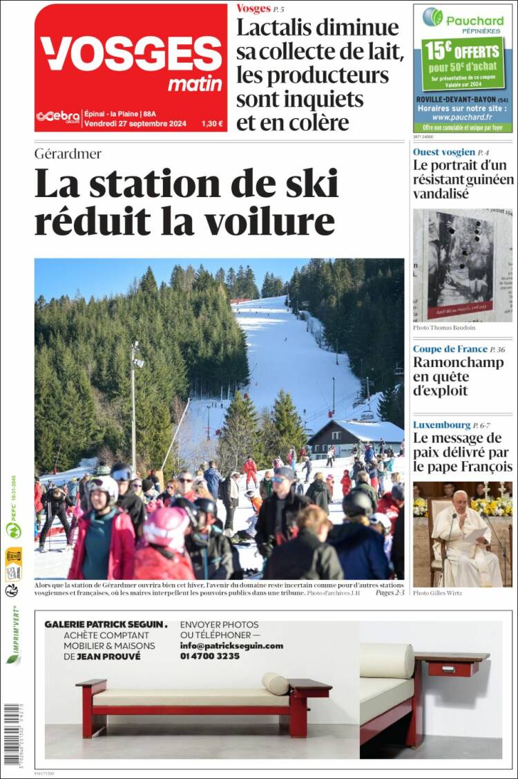 Portada de Vosges Matin (Francia)