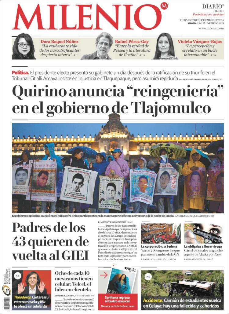 Portada de Milenio - Jalisco (México)