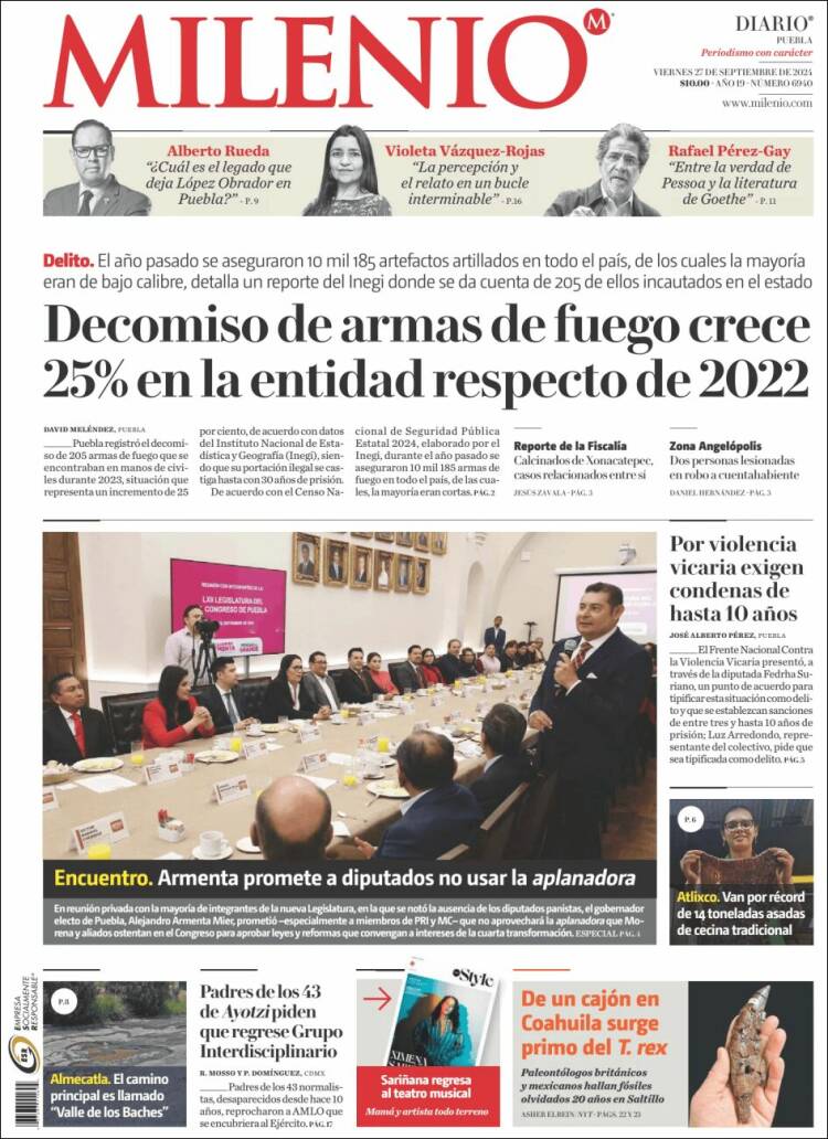 Portada de Milenio de Puebla (México)