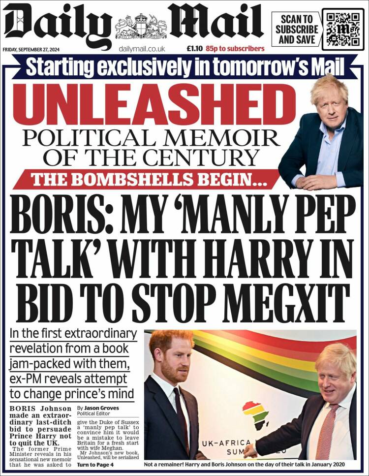 Portada de Daily Mail (Reino Unido)