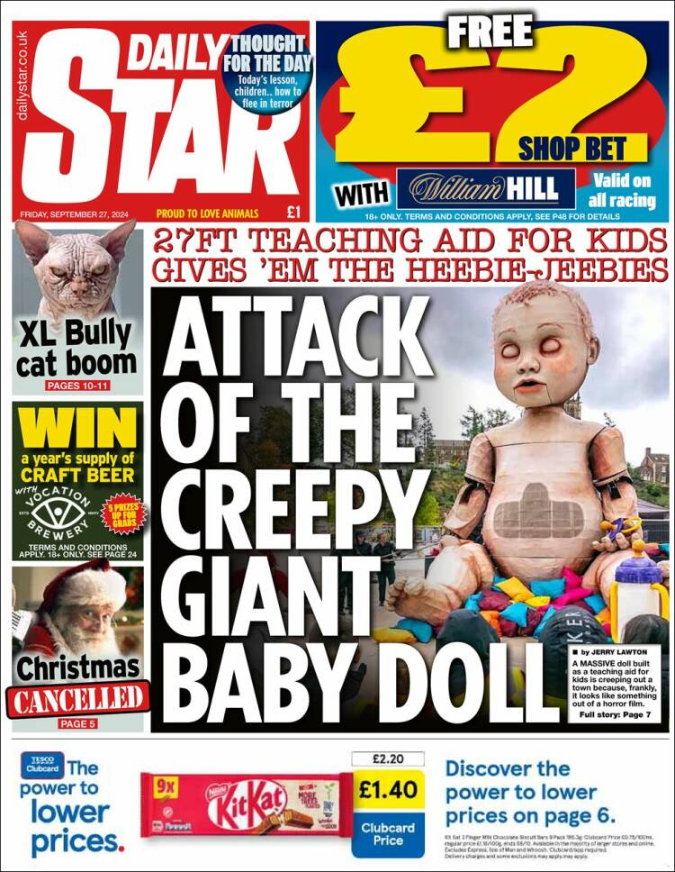 Portada de Daily Star (Reino Unido)