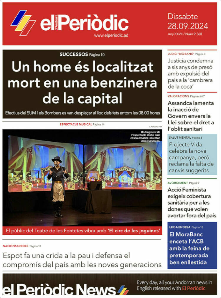 Portada de El Periòdic d'Andorra (Andorra)