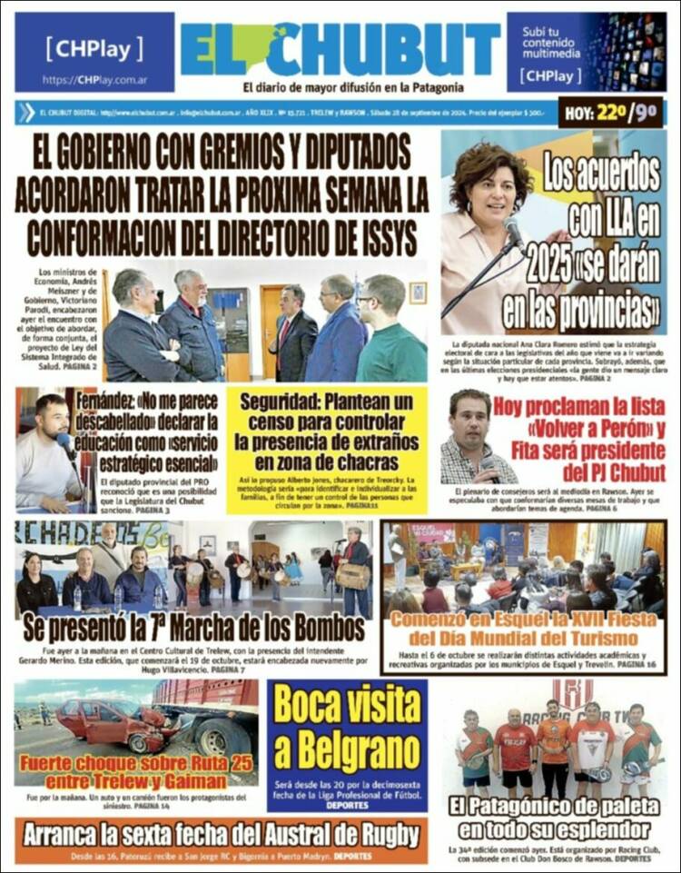 Portada de El Chubut (Argentina)