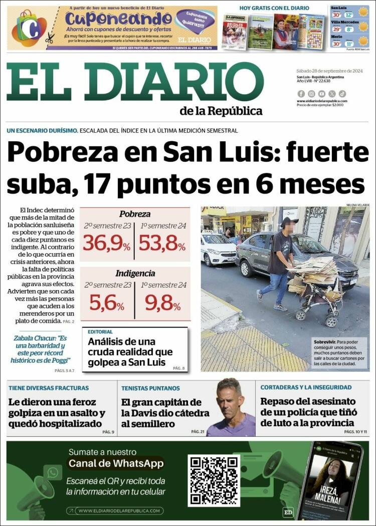 Portada de Diario de la República (Argentina)