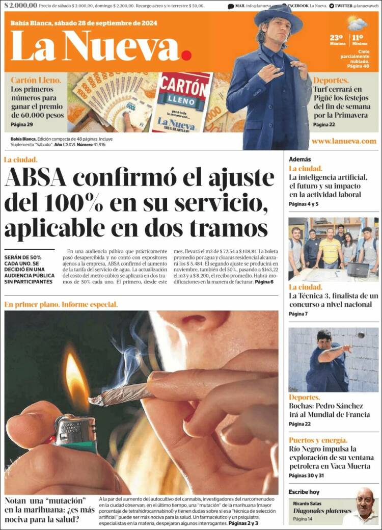 Portada de La Nueva Provincia (Argentina)