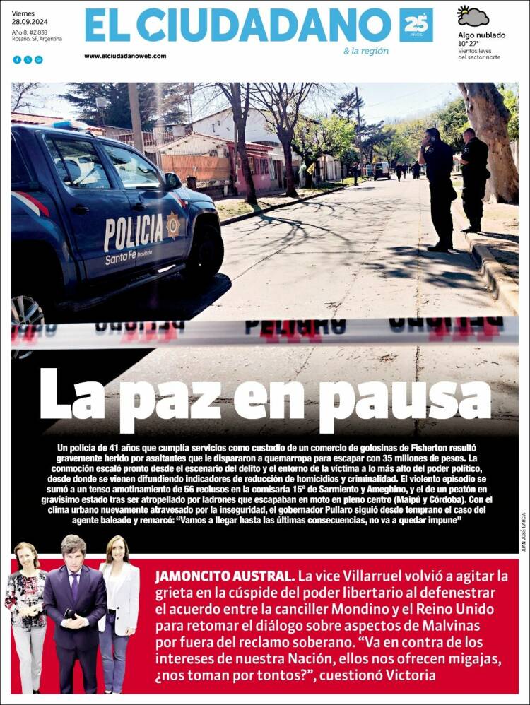 Portada de Diario El Ciudadano (Argentina)
