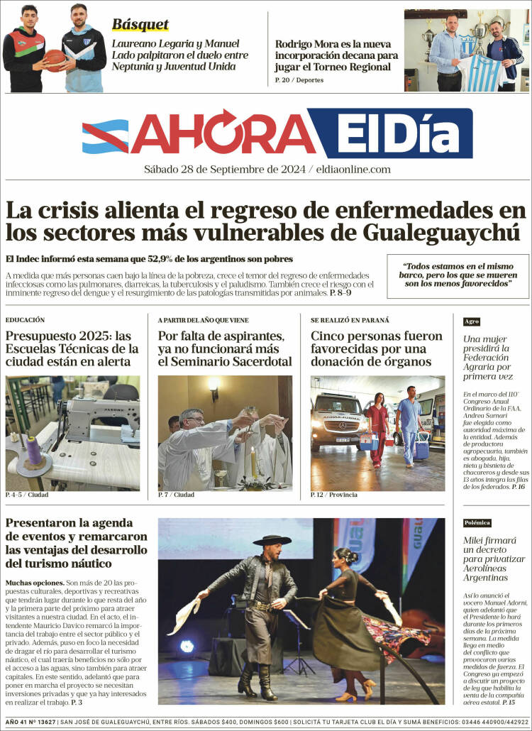 Portada de El Día de Gualeguaychú (Argentina)