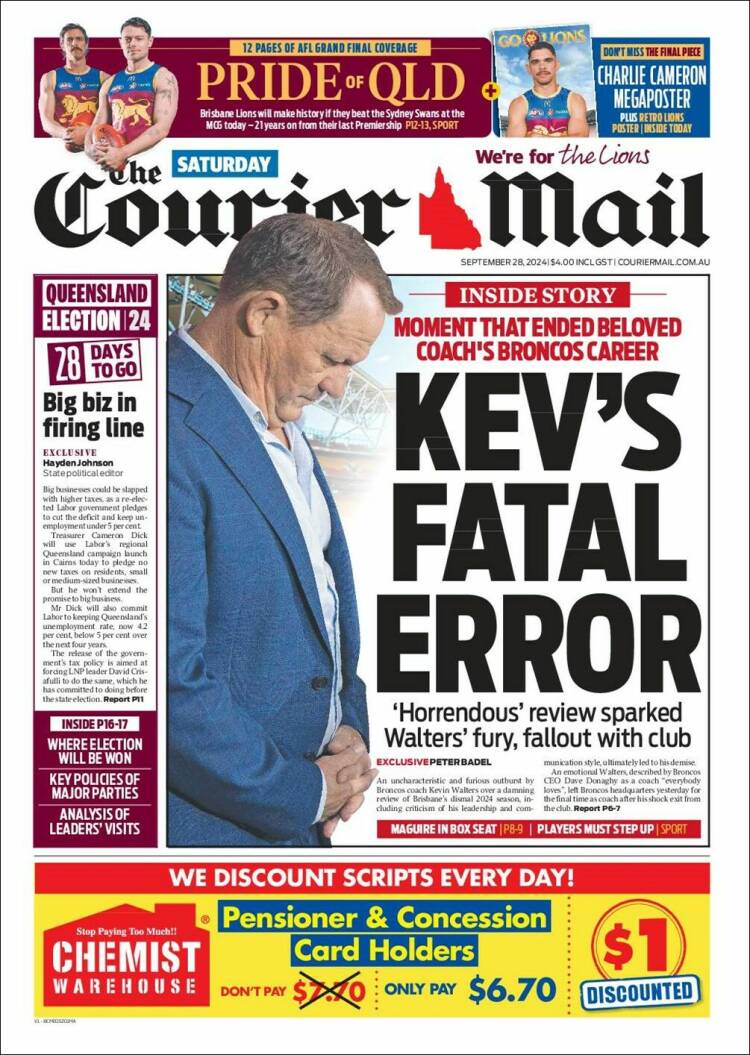 Portada de The Courier-Mail (Australia)
