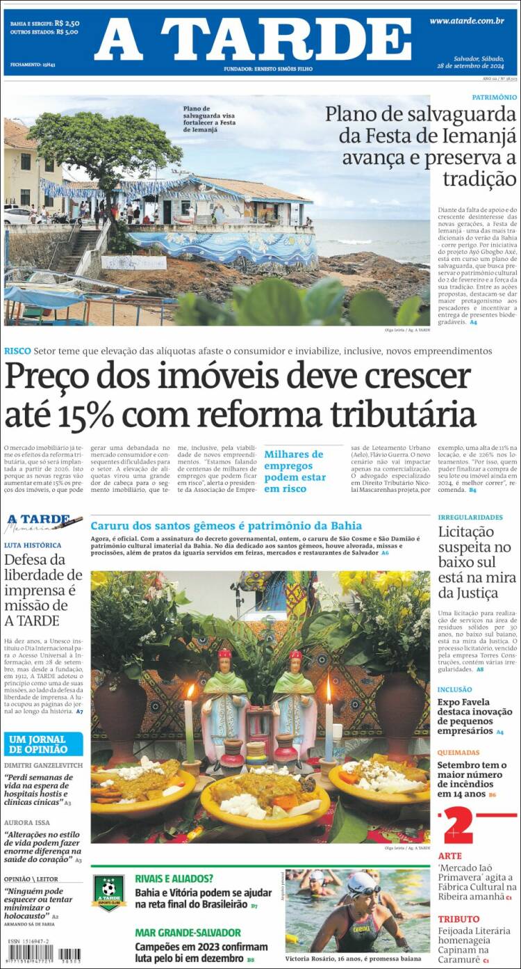 Portada de Diário A Tarde (Brasil)